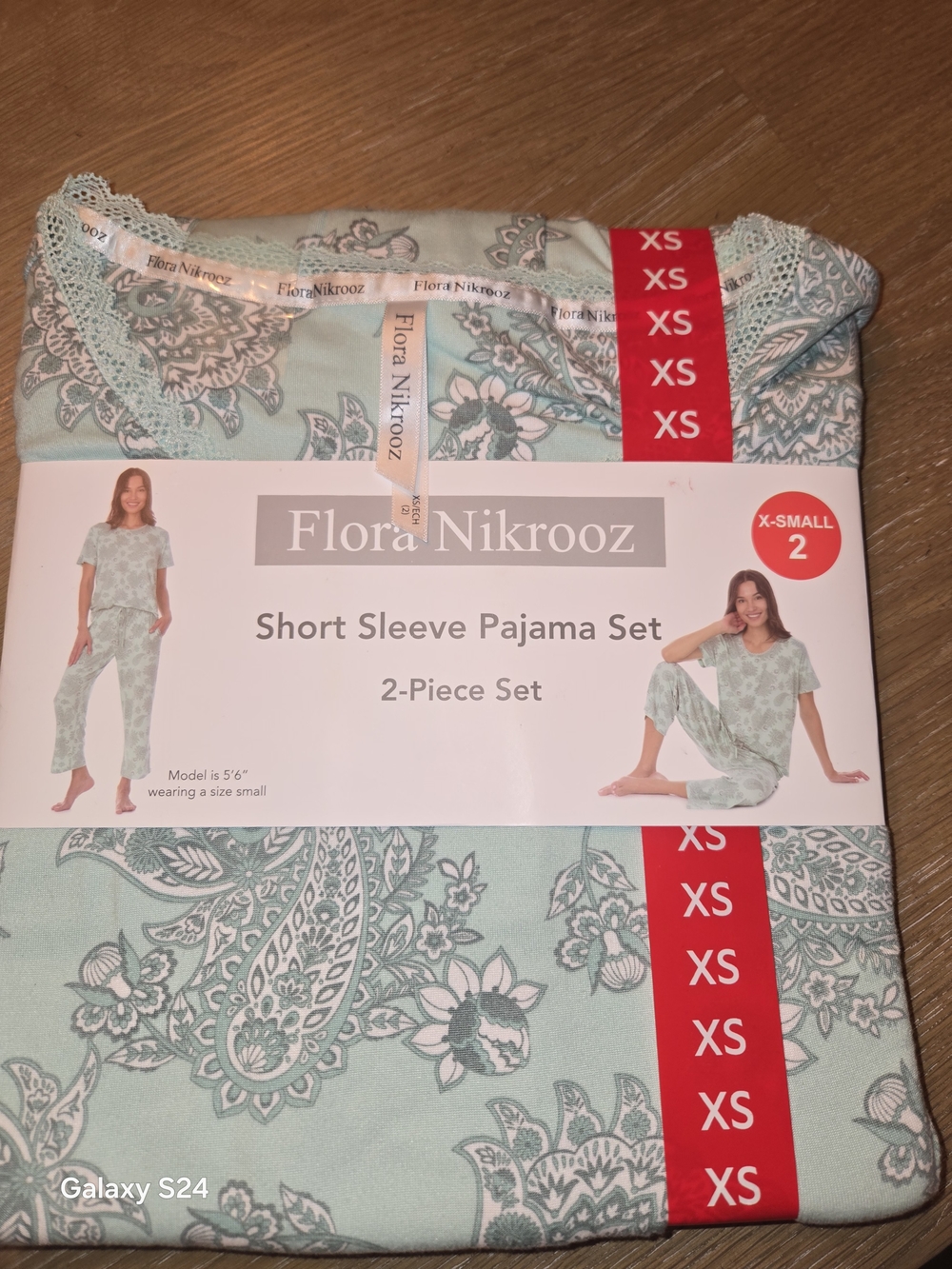 Flora Nikrooz Mint Paisley Short Sleeve Pajama Set Sz S Womens New